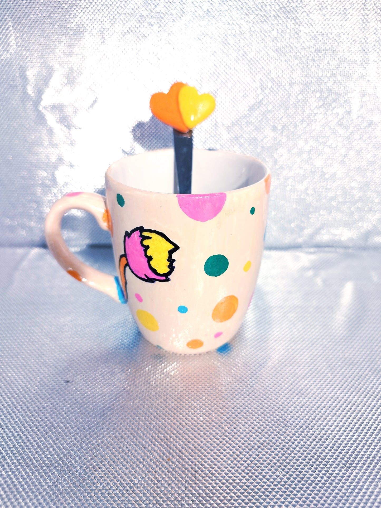 Popples1 Ensemble Tasse et sa petite cuillère petits coeurs