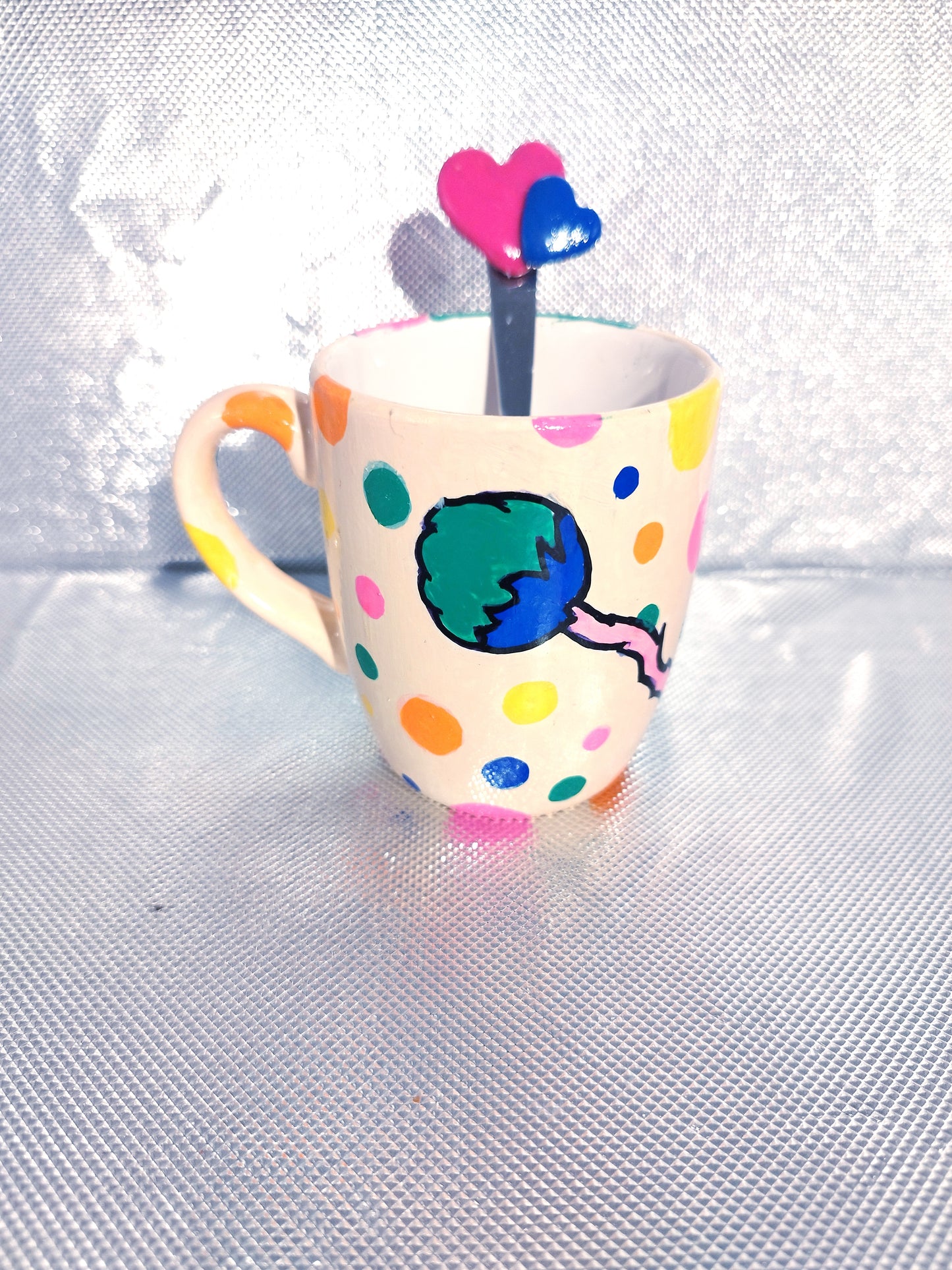 Popples2 Ensemble Tasse et sa Cuillère petits coeurs