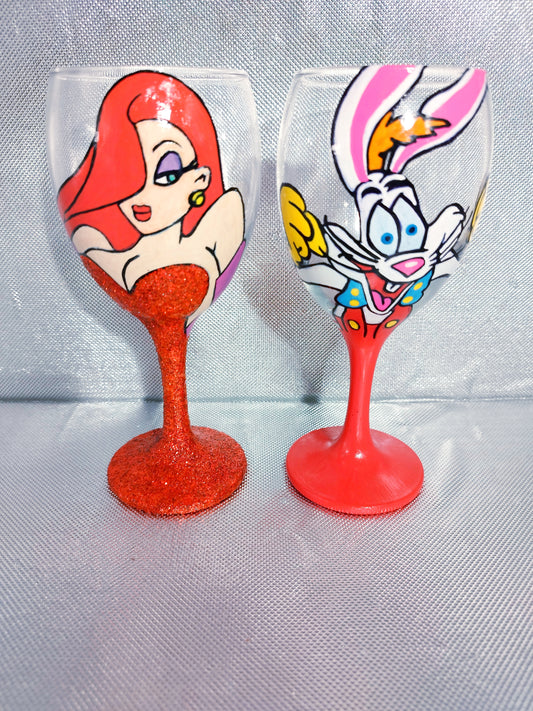 Roger Rabbit Couple Verre à Pied