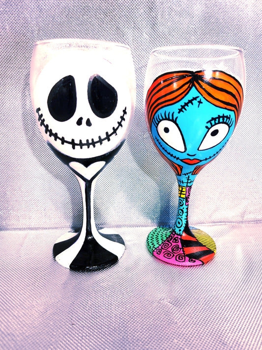 Jack et Sally Couple verre à pied