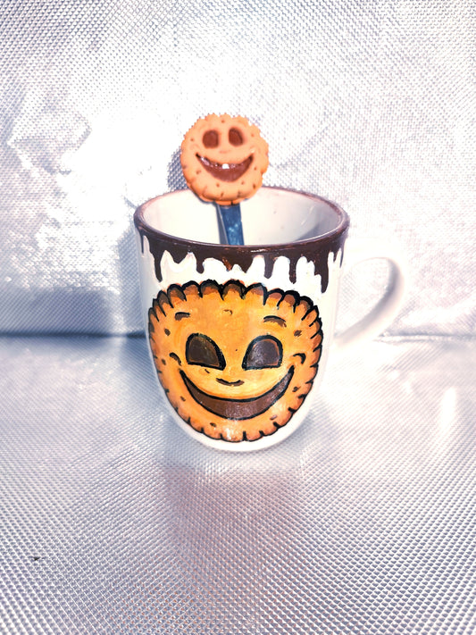 Petit Biscuit Ensemble Tasse avec sa petite cuillère Smiley gâteau